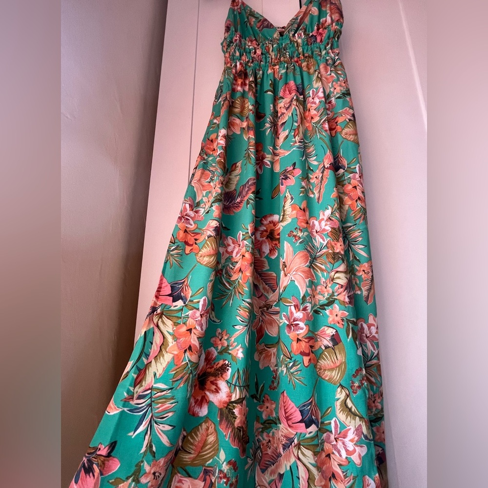 Inspired Hearts Floral Green Maxi Dress